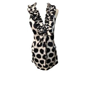 Double Zero Dress retro Sleeveless Black White ruffled